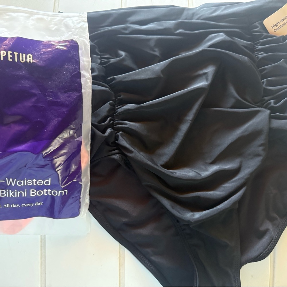 Black Ruched bathing suit Bottoms new xxl
